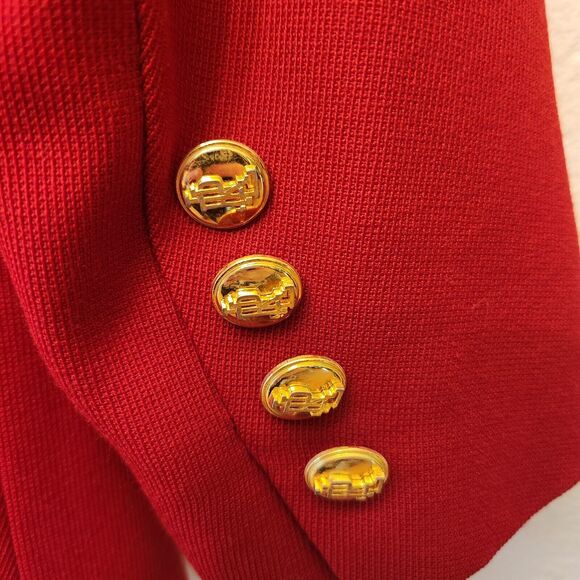 VTG RALPH LAUREN Red Wool Blazer Riding Equestrian Longline 90s Velvet USA Sz 2P - Picture 8 of 11